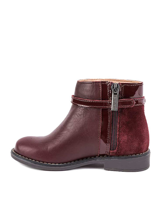 Mayoral Kids Leather Boots with Zipper Burgundy