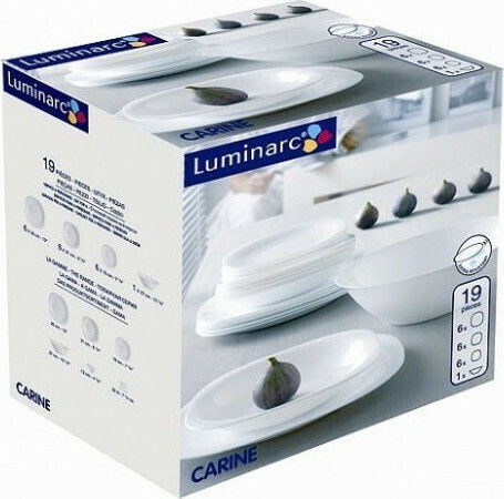 Luminarc Carine White Porcelain Dinnerware Set 19pcs
