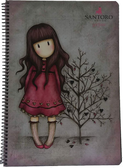 Santoro Spiral Notebook Ruled A4 90 Sheets 3 Subjects Gorjuss 1pcs (Μiscellaneous Designs/Colors)