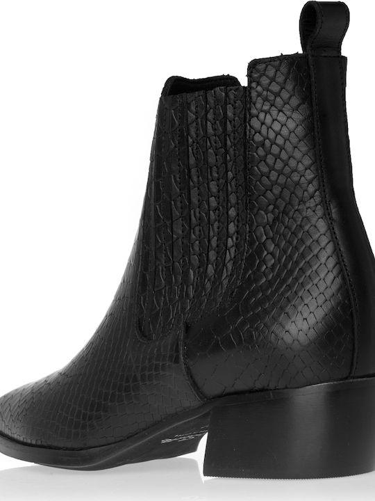 Leder Damen Chelsea Stiefeletten Schwarz