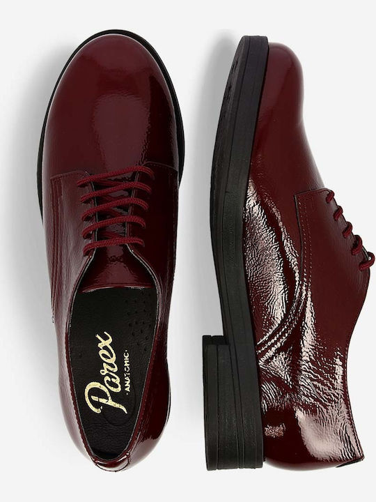 Leder Damen Oxfords in Burgundisch Farbe