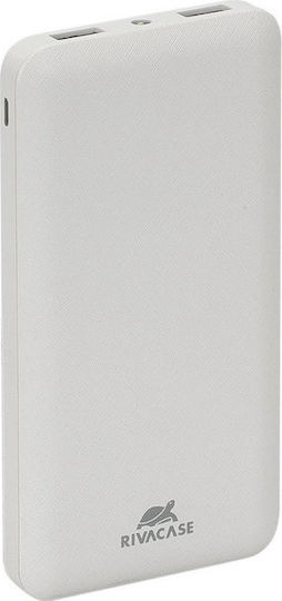 Rivacase VA2010 Power Bank 10000mAh με 2 Θύρες USB-A Λευκό