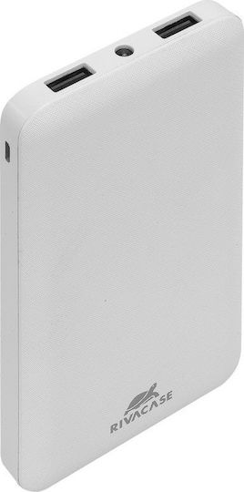 Rivacase VA2010 Power Bank 10000mAh με 2 Θύρες USB-A Λευκό