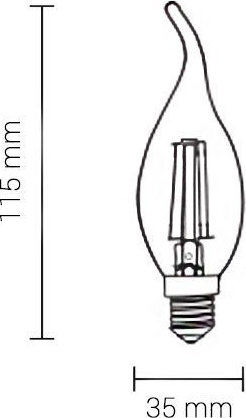 Optonica SP4-A4 Λάμπα LED 4W 120mm για Ντουί E14 και Σχήμα C35 Φυσικό Λευκό 320lm