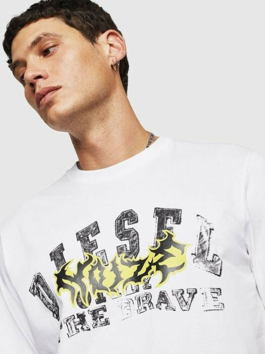 Diesel T-shirt Bărbătesc cu Mânecă Scurtă Alb