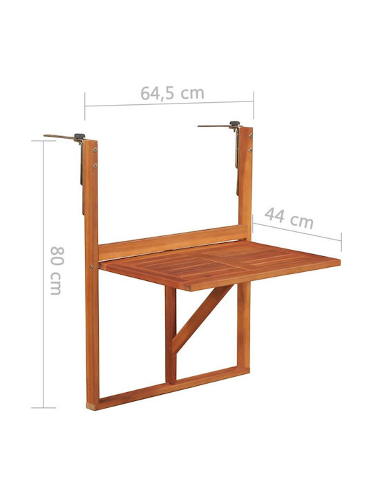 Table for Small Outdoor Spaces Made of Acacia Foldable 64.5x44x80cm