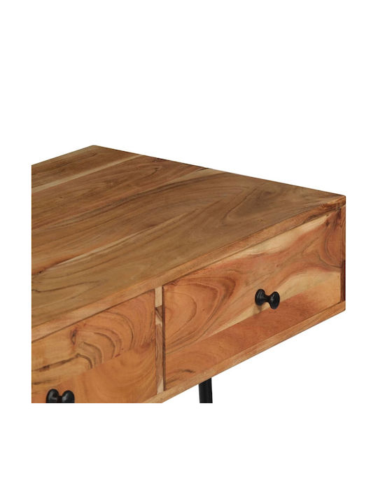 Schreibtisch aus Massivholz Black / Natural mit Metallbeinen 90x40x170cm
