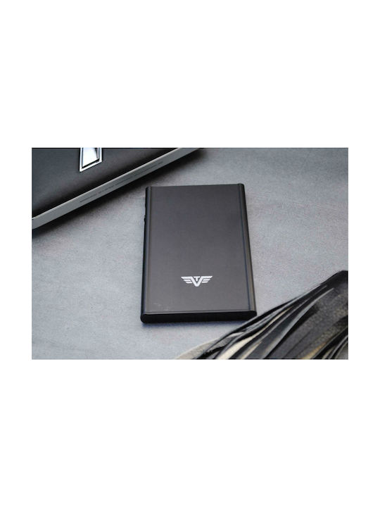 Click & Slide Ανδρικό Πορτοφόλι Rfid με RFID και Μηχανισμό Slide Μαύρο