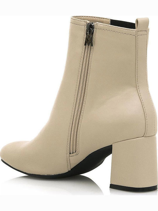 62555 Damen Chelsea Stiefeletten mit mittlerem Absatz Beige