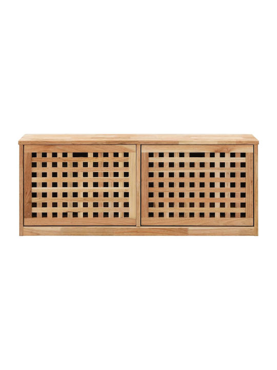 Suport pentru pantofi din Lemn Masiv cu 2 Rafturi Bej L94xW20xH38cm