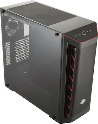 CoolerMaster Masterbox MB511 Midi Tower Κουτί Υπολογιστή με Πλαϊνό Παράθυρο Κόκκινο