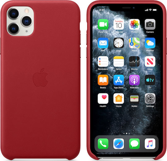 Apple Leather Case Back Cover Δερμάτινο Κόκκινο (iPhone 11 Pro Max)