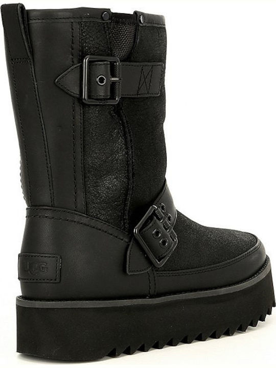 Ugg Australia Leather Women's Boots Classic Rebel Black 1103852 - Main Image