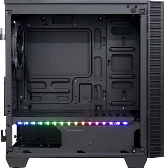 Inter-Tech X-608 Infinity Micro Gaming Midi Tower Κουτί Υπολογιστή με Πλαϊνό Παράθυρο και RGB Φωτισμό Μαύρο