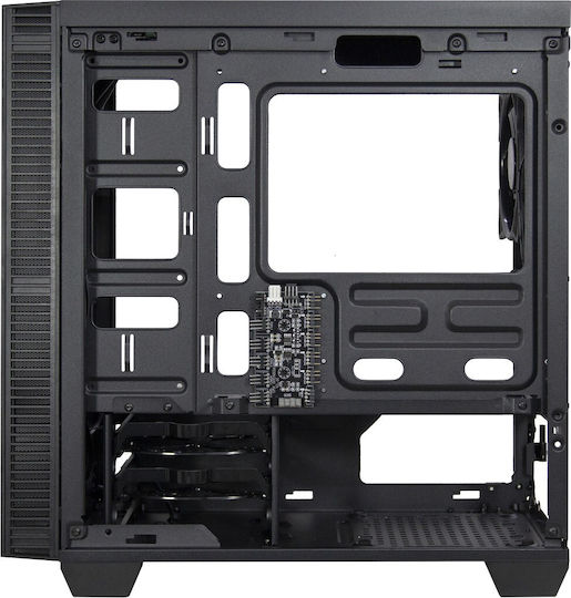 Inter-Tech X-608 Infinity Micro Gaming Midi Tower Κουτί Υπολογιστή με Πλαϊνό Παράθυρο και RGB Φωτισμό Μαύρο