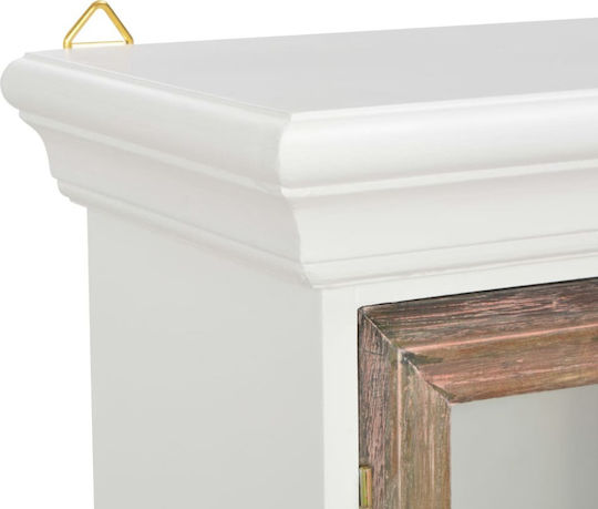 Wall Living Room Display Cabinet made of Solid Wood with Glass White / Natural 49x22x60cm Wall Living Room Display Cabinet made of Solid Wood with Glass White / Natural 49x22x60cm