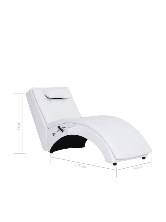 Recliner of Faux Leather White L145xW54xH72cm