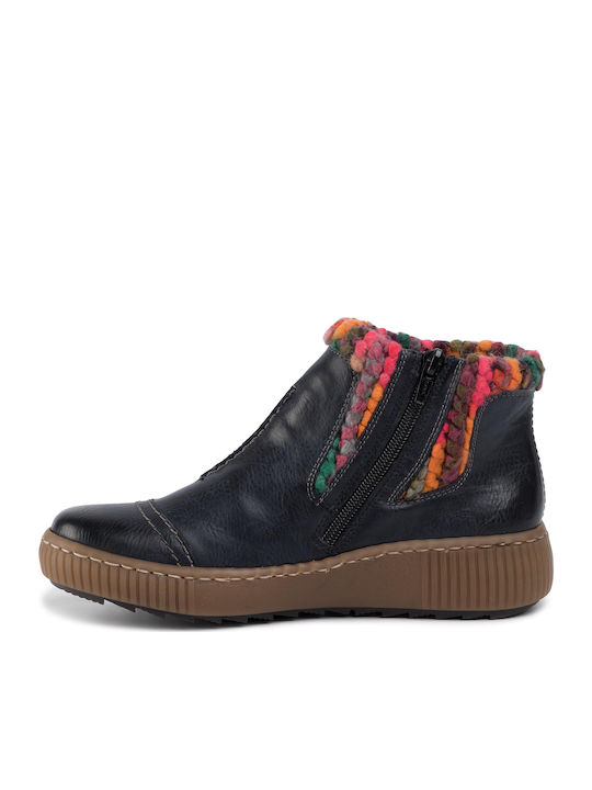 Leder Damen Chelsea Stiefeletten Marineblau