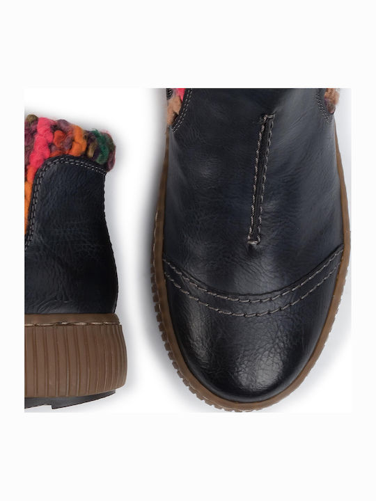 Leder Damen Chelsea Stiefeletten Marineblau