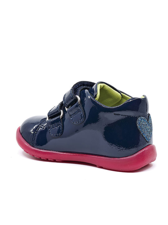 Kids Leather Boots with Hoop & Loop Closure Navy Blue