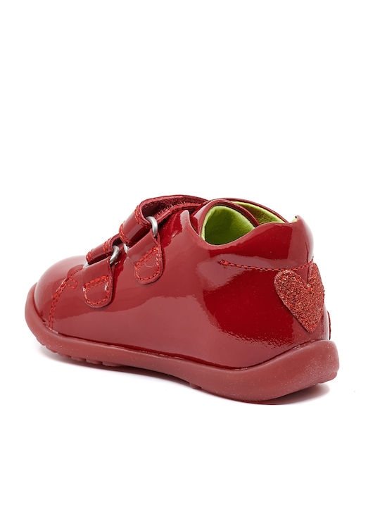 Anatomical Leather Kids Boots with Velcro Red