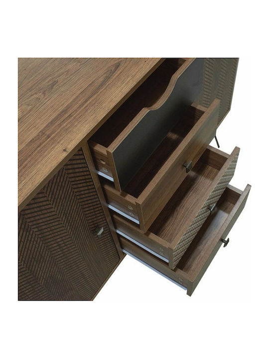 Μπουφές Boho Ξύλινος με Συρτάρια Καρυδί 122x40x86cm