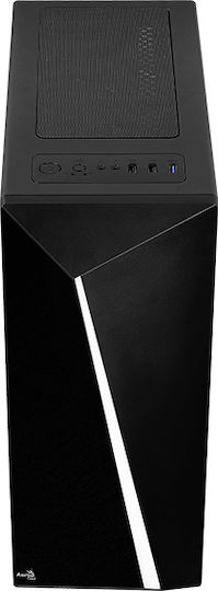 Aerocool Shard Tempered Glass Gaming Midi Tower Κουτί Υπολογιστή με Πλαϊνό Παράθυρο Μαύρο