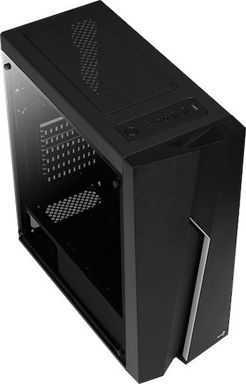 Aerocool Bolt Gaming Midi Tower Κουτί Υπολογιστή με Πλαϊνό Παράθυρο και RGB Φωτισμό Μαύρο