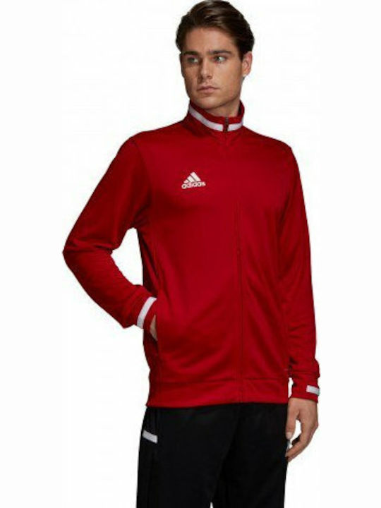 Adidas Team 19 Men's Sweatshirt Jacket with Pockets Red