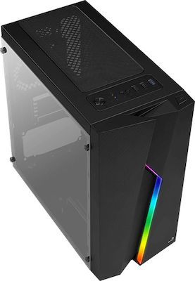 Aerocool Bolt Mini Gaming Mini Tower Κουτί Υπολογιστή με Πλαϊνό Παράθυρο και RGB Φωτισμό Μαύρο