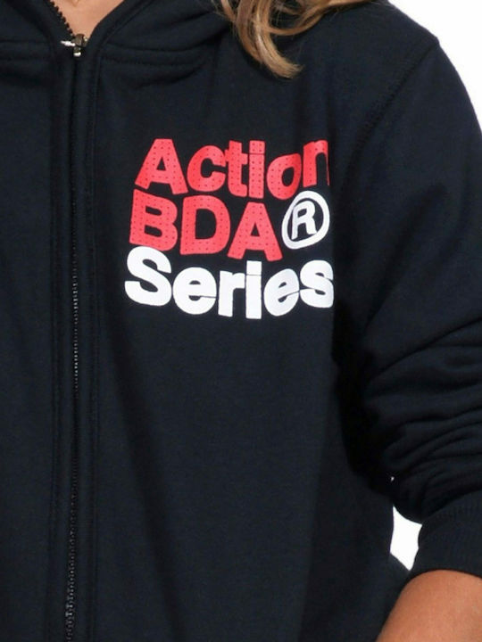 Body Action Boys Athleisure Hooded Sweatshirt with Zipper Black