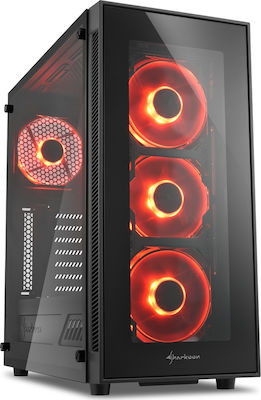 Sharkoon TG5 Gaming Midi Tower Κουτί Υπολογιστή με Πλαϊνό Παράθυρο Κόκκινο