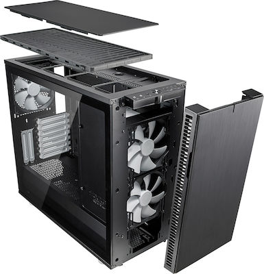 Fractal Design Define R6 Tempered Glass Midi Tower Κουτί Υπολογιστή με Πλαϊνό Παράθυρο Μαύρο