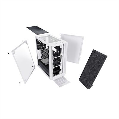 Fractal Design Meshify C Tempered Glass Midi Tower Computer Case with Window Panel White