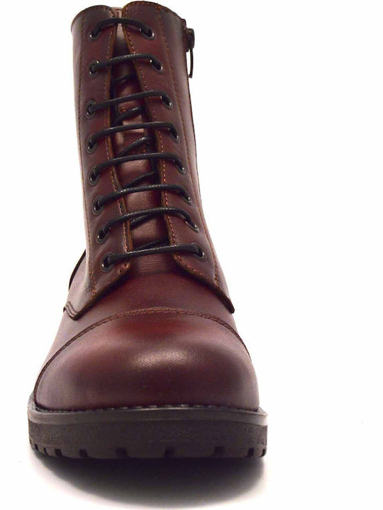 Leather Women's Ankle Boots Burgundy