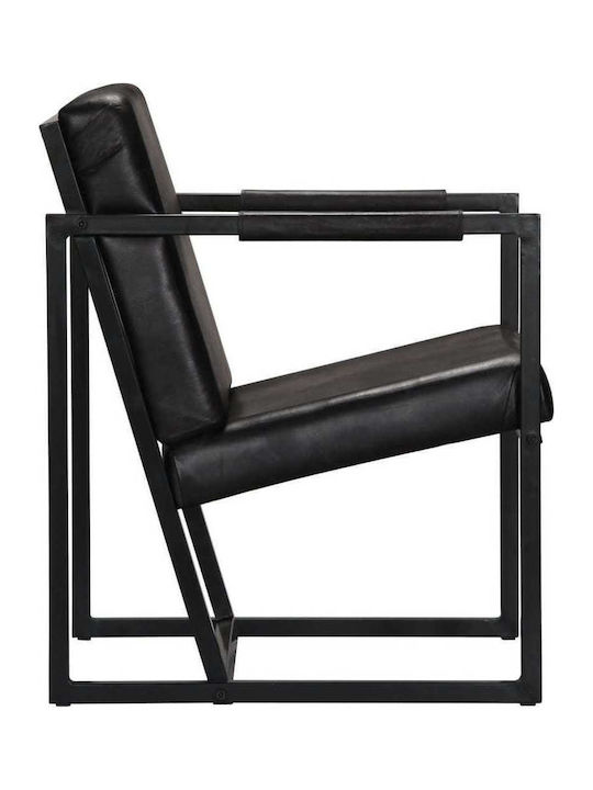 Πολυθρόνα από Γνήσιο Δέρμα Μαύρη 55x62x75cm