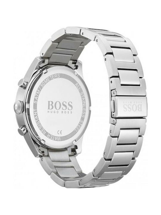 Boss Pioneer Men's Watch 44mm Chronograph Battery with Silver Metal Bracelet