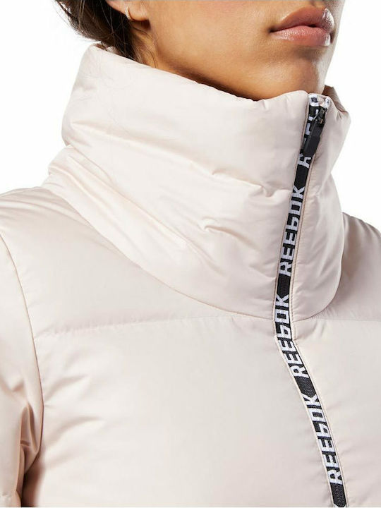 Short Women's Puffer Jacket for Winter Beige