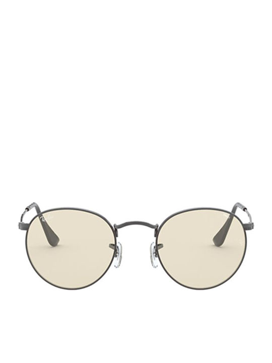 Ray Ban Round Metal Unisex Sunglasses with Silver Metal Frame and Brown Lens RB3447 004/T2