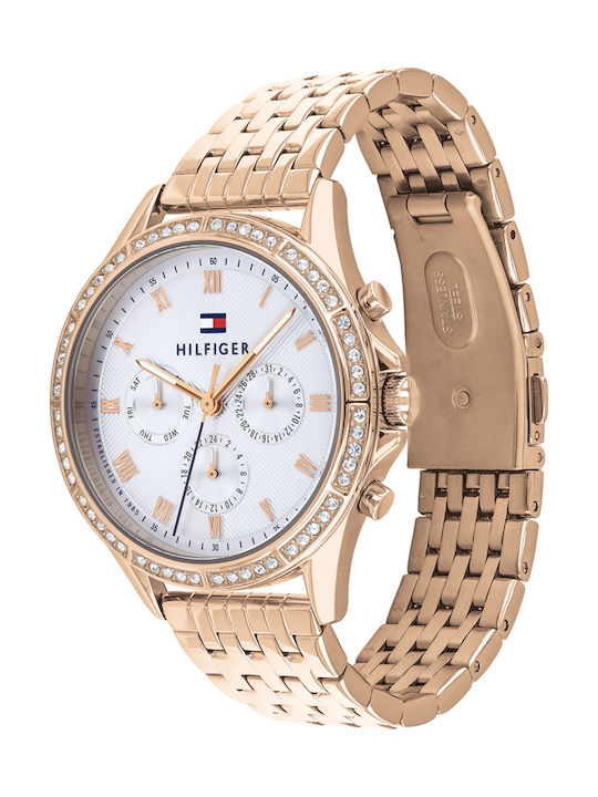 Tommy Hilfiger Ari Women's Watch Chronograph with Pink Gold Metal Bracelet