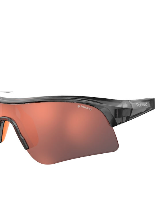Polaroid Unisex Sunglasses with Gray Plastic Frame and Red Polarized Mirror Lens PLD7024/S M9LOZ