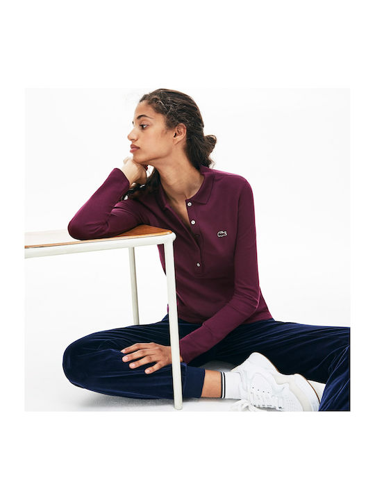 Women's Polo Blouse Long Sleeve Burgundy