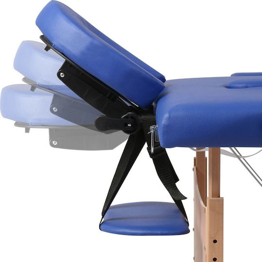 vidaXL Wooden Portable/Folding Blue Massage and Physiotherapy Bed 186x68cm 3 Positions