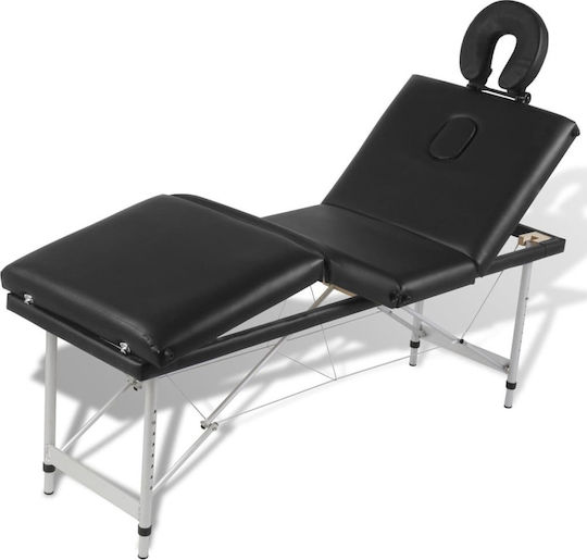 vidaXL Aluminum Portable/Folding Black Massage and Physiotherapy Bed 186x68cm 4 Positions