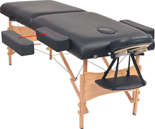 vidaXL Wooden Portable/Folding Black Massage and Physiotherapy Bed 190x66cm 2 Positions with 10 cm thickness.