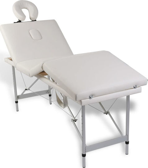 vidaXL Aluminum Portable/Folding Ecru Massage and Physiotherapy Bed 186x68cm 4 Positions