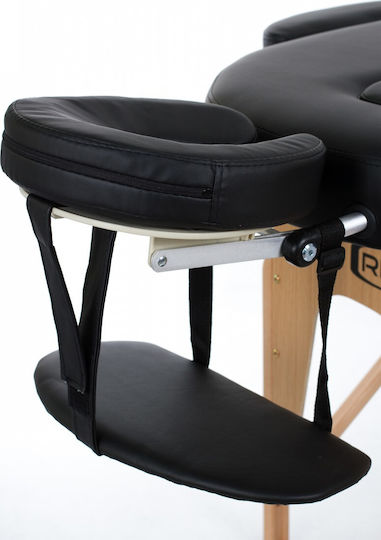 Rest Pro VIP Oval 3 Κρεβάτι Μασάζ και Φυσικοθεραπείας Φορητό/Πτυσσόμενο Μαύρο από Ξύλο 192x70εκ.