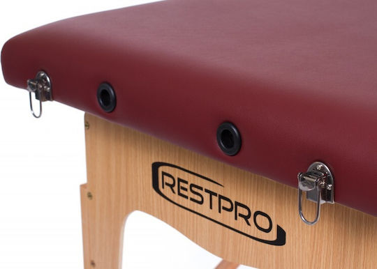Rest Pro Classic 2 Wooden Portable/Folding Burgundy Massage and Physiotherapy Bed 192x70cm