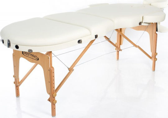 Rest Pro VIP Oval 3 Massagetisch Tragbar/Zusammenklappbar Ecru aus Holz 192x70cm