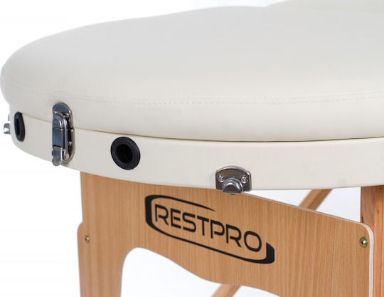 Rest Pro VIP Oval 3 Massagetisch Tragbar/Zusammenklappbar Ecru aus Holz 192x70cm